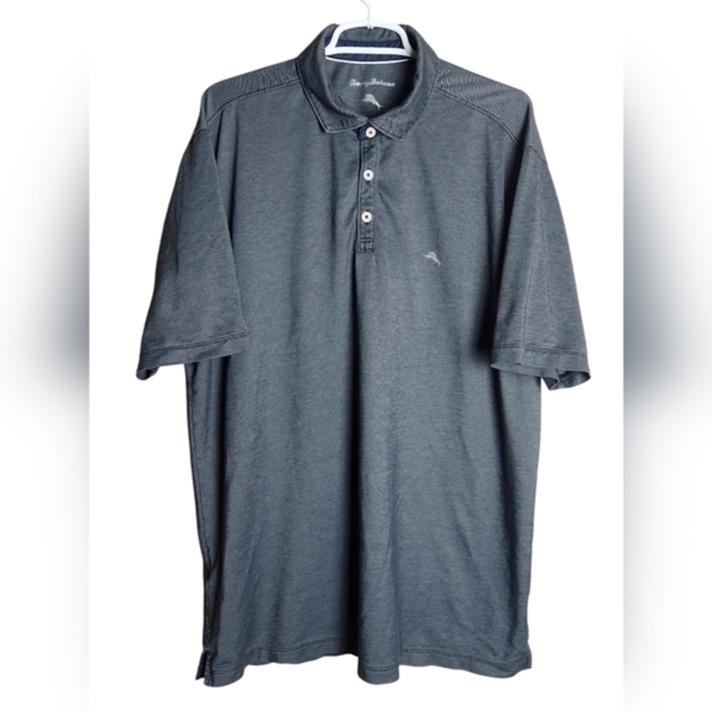 Tommy Bahama Men L Gray Short Sleeve‎ Stretch Activewear Golf Polo Shirt